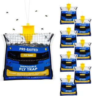 8 Fly Traps Outdoor Hanging Disposable, Bee Traps for Outside, Fly Bait Hunter Traps Control Insecticides Insect Repellents Outdoor, Ranch Fly Traps for Mosquitoes Carpenter Bees Wasps