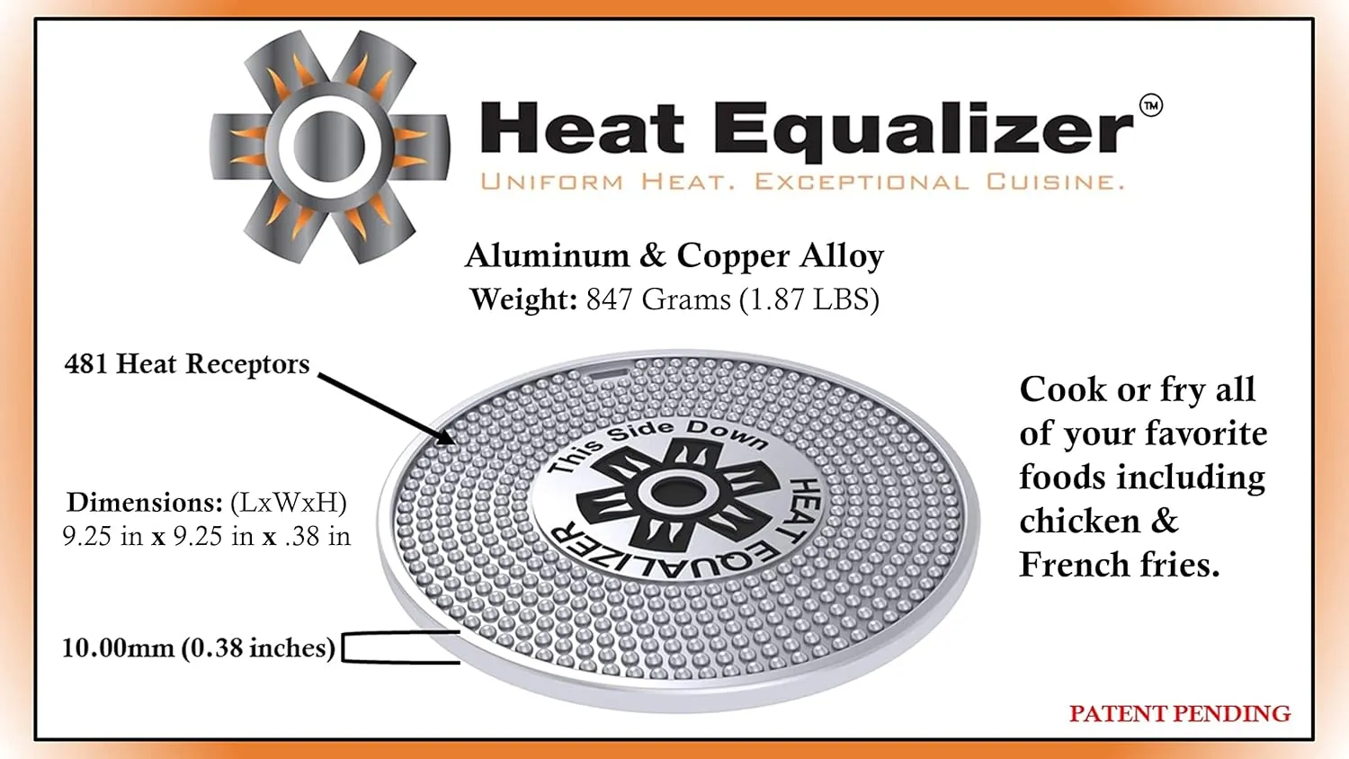 9.25 inch High-Polish Commercial-Grade Heat Equalizer Diffuser for Gas & Electric Stoves – Aluminum & Copper Alloy Hot Plate-Burner Cover-Simmer Plate