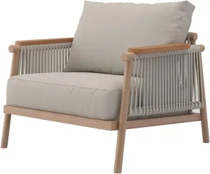 Acanva Modern All-Weather Aluminum Outdoor Patio Sofa with Thick Cushions, Olefin Fabric Sunroom Backyard Furniture, Light Khaki, Armchair