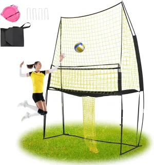 Adjustable Volleyball Training Net – 11ftx8ft, Portable Practice Net for Serving, Spiking, Setting – Yellow & Black, Easy Setup for Indoor/Outdoor Use
