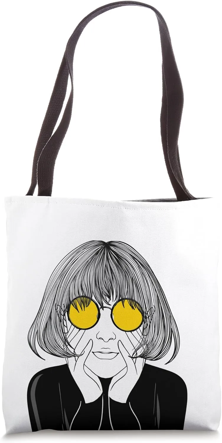 Aesthetics Girl Wear Glasses Urban Street Wear ART ON BACK Tote Bag