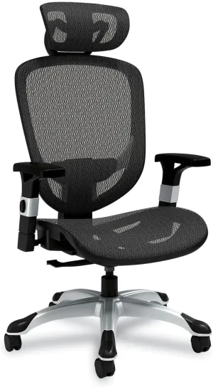 Alera Minerva Ergonomic Swivel Computer Desk Chair, Mesh Office Task Chair, Adjustable Seat, Arms, Headrest, Supports Up to 275 lb, Black