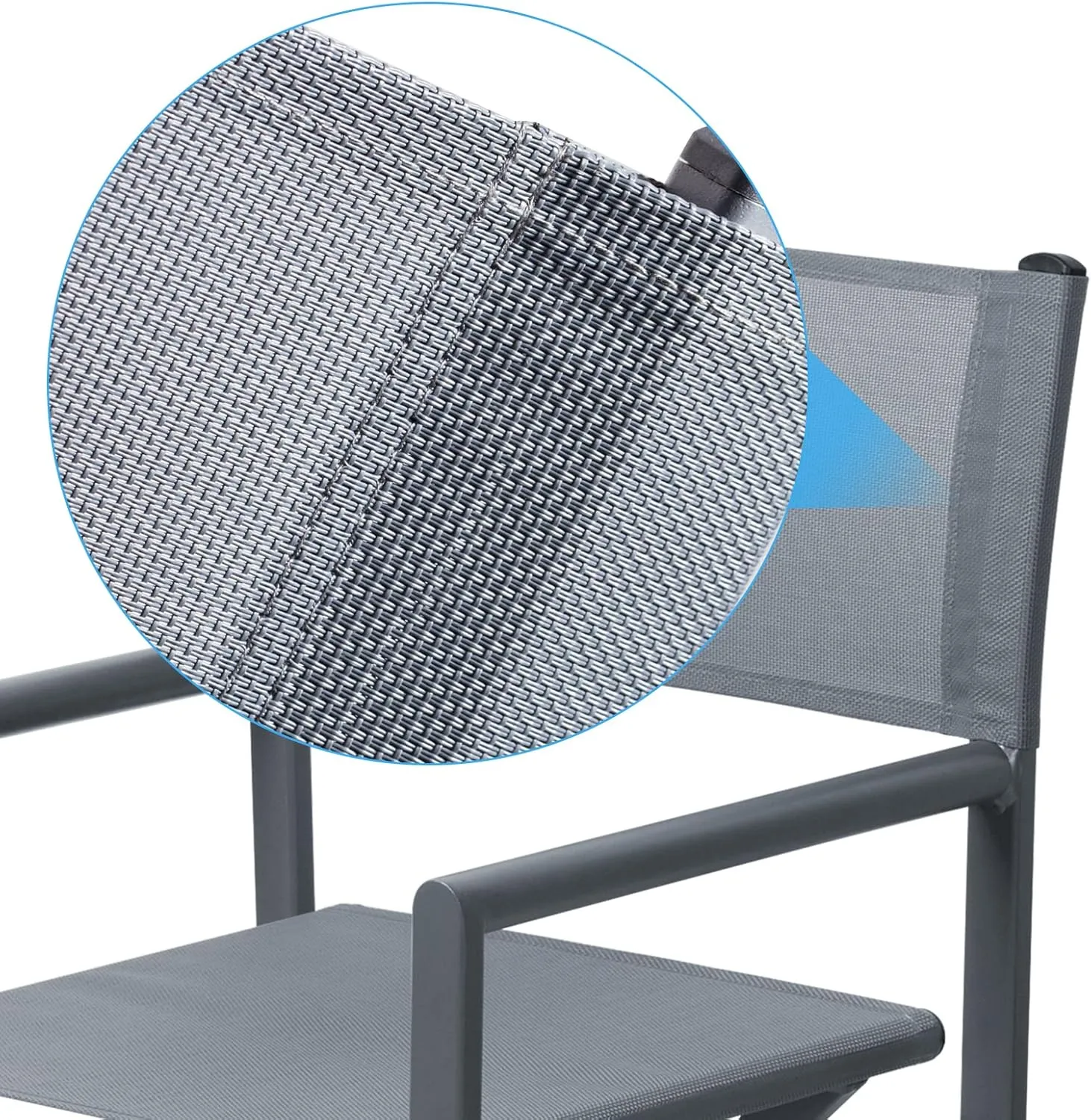 Aluminium Directors Chair Camping Chair Portable Folding Chair Outdoor and Indoor Use for Living Room, Patio, Backyard, Picnic and Balcony (1, Grey, Standard)