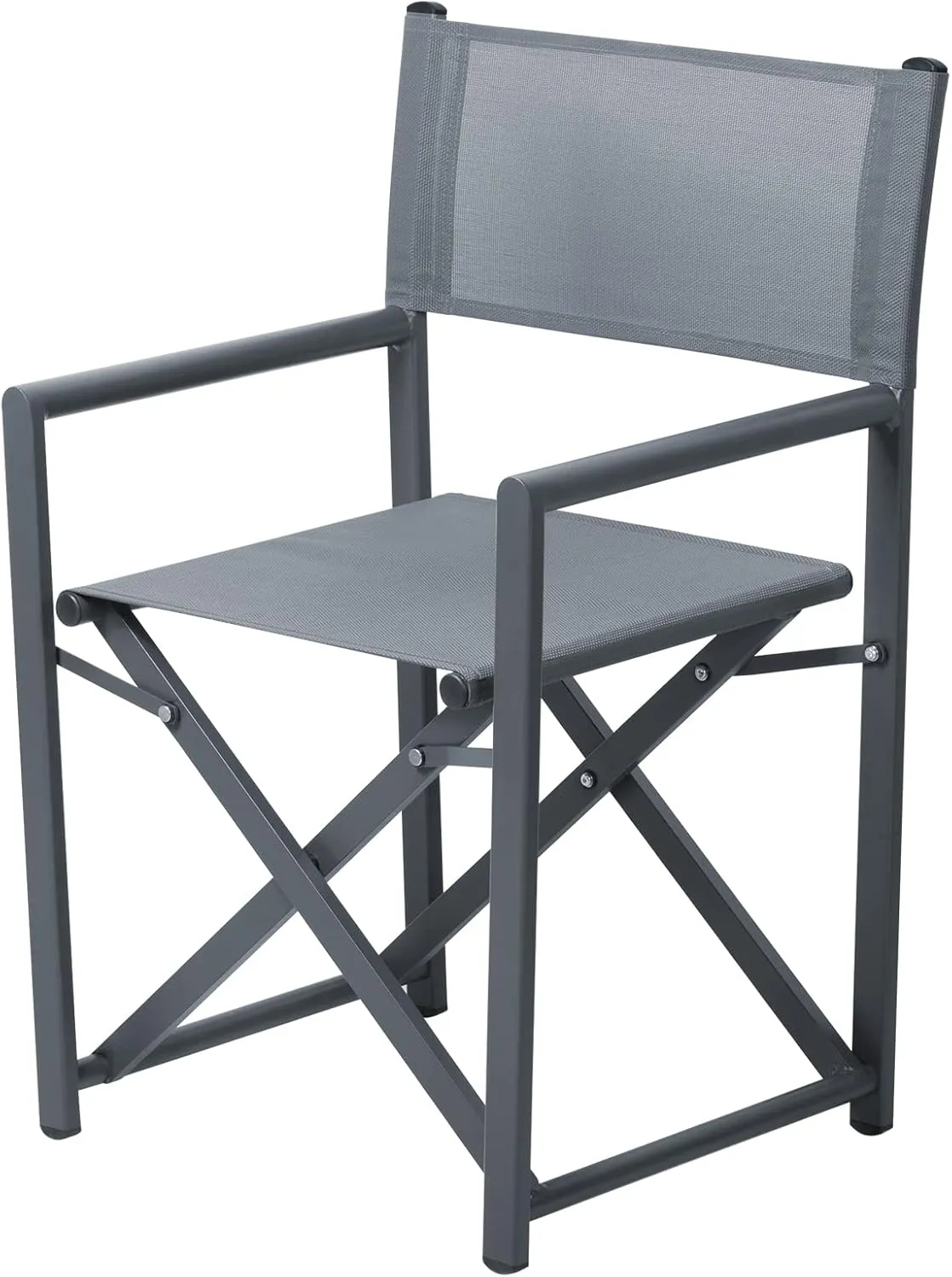 Aluminium Directors Chair Camping Chair Portable Folding Chair Outdoor and Indoor Use for Living Room, Patio, Backyard, Picnic and Balcony (1, Grey, Standard)