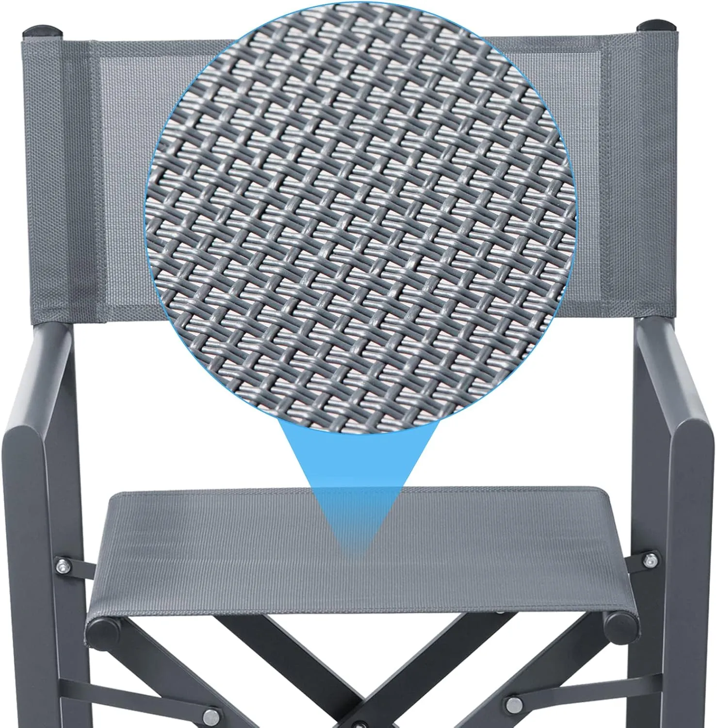 Aluminium Directors Chair Camping Chair Portable Folding Chair Outdoor and Indoor Use for Living Room, Patio, Backyard, Picnic and Balcony (1, Grey, Standard)