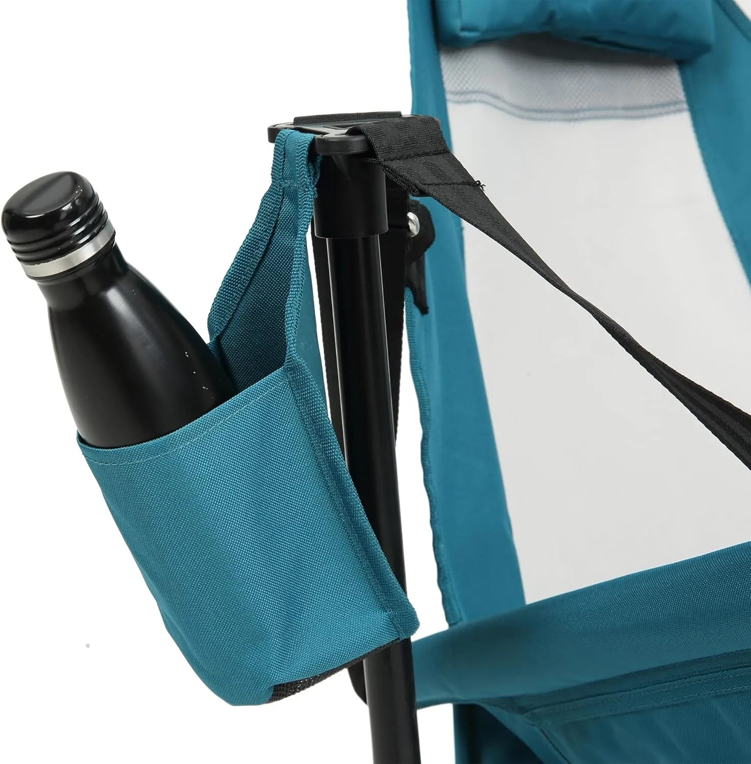 Aluminum Alloy Hammock Camping Chair, Folding Rocking Recliner with Pillow and Cup Holder, Ideal for Outdoor Travel, Lawn and Backyard Use (Blue)