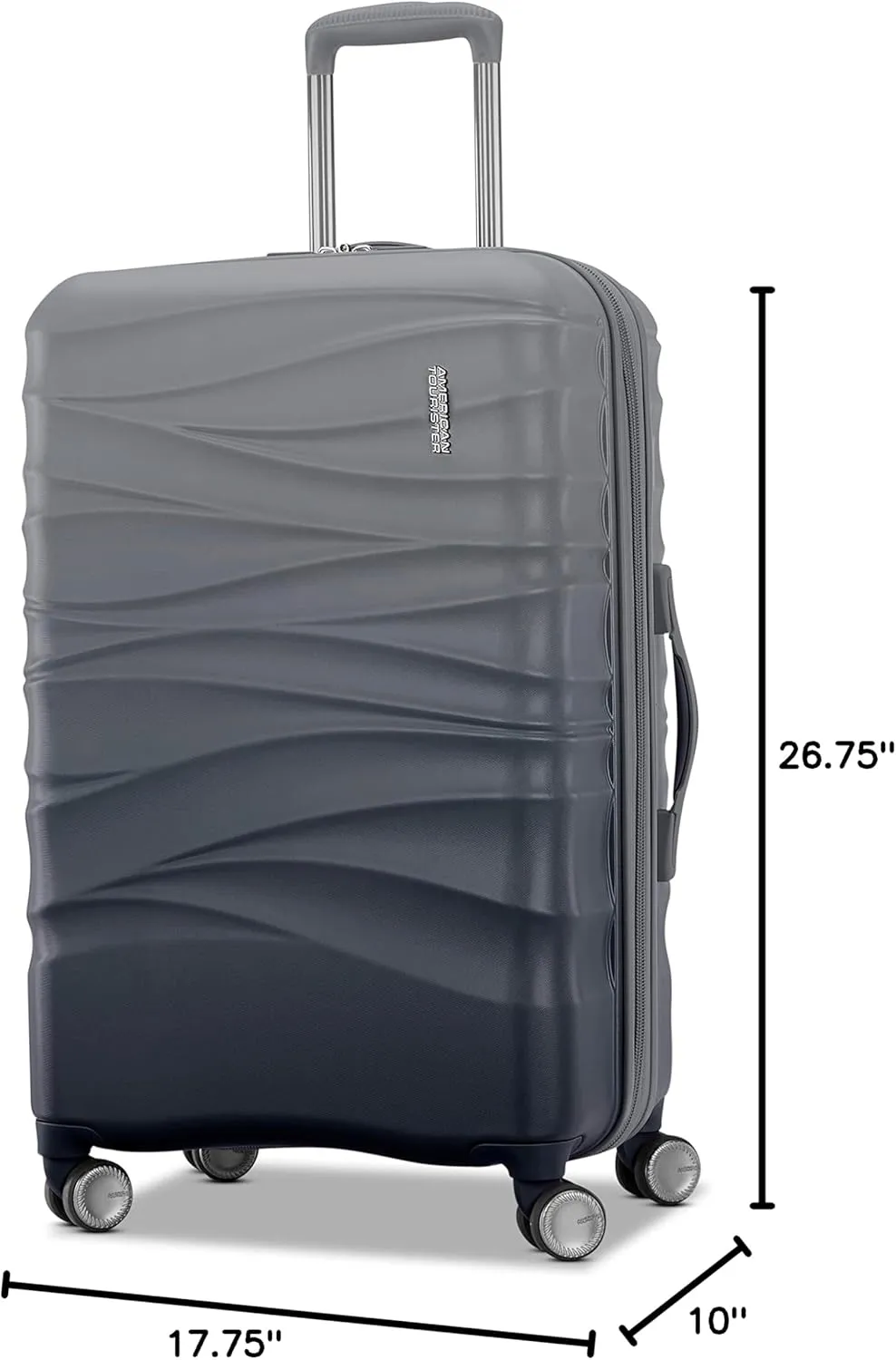 American Tourister Cascade Hardside Expandable Luggage with Spinner Wheels, Graphite, 24-Inch