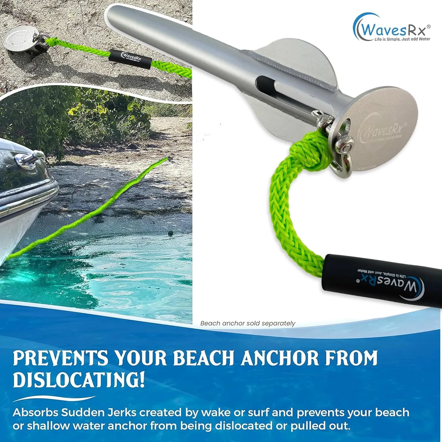 AnchorMate BowTether Bungee Line | Boat Bungee Dock Lines for Boats, PWCs & Kayaks | Absorbs Shock from Swells & Wind, Prevents Anchor Dislodging | Perfect for Anchoring, Mooring & Tethering