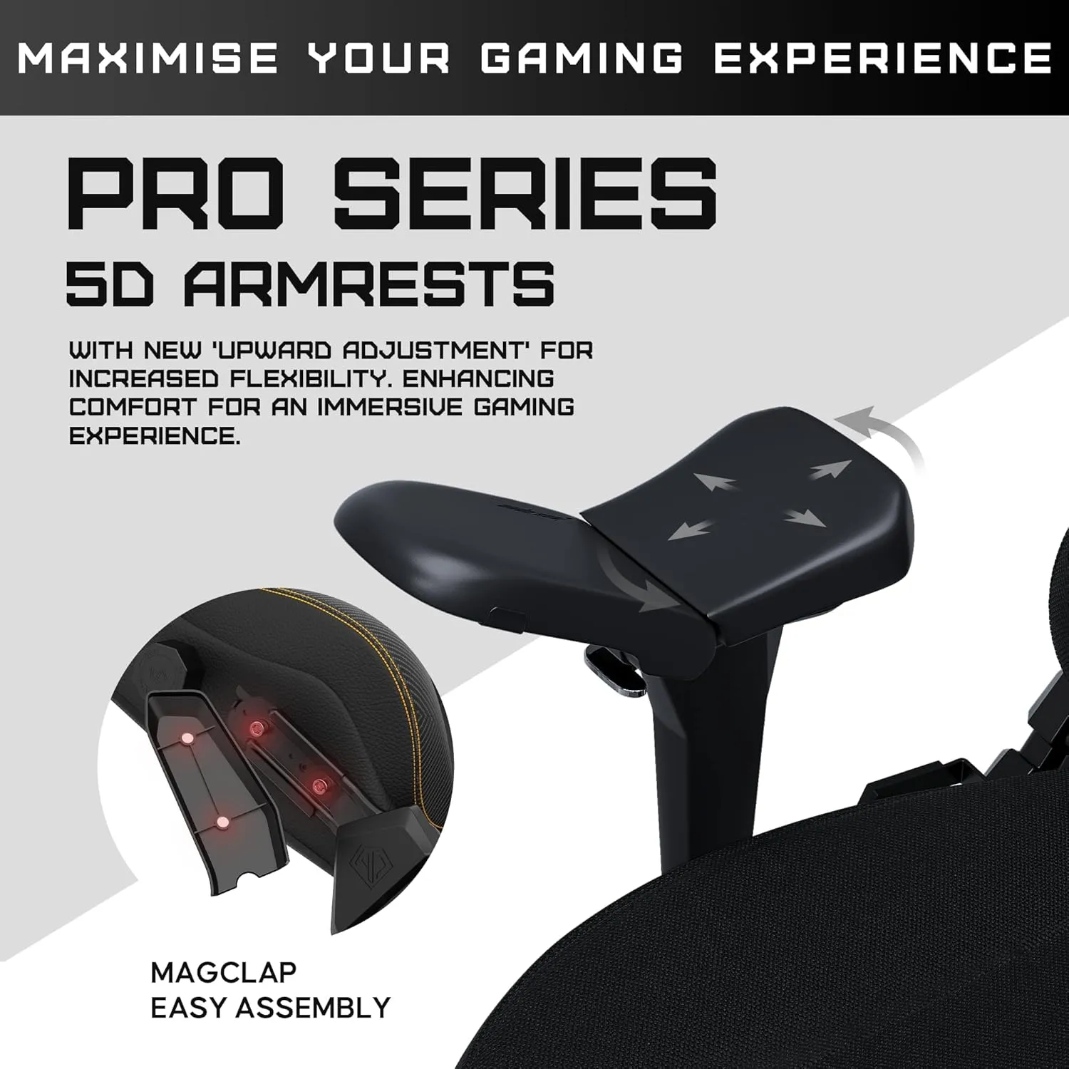 Anda Seat Kaiser 3 Pro Large Gaming Chair for Adults - Ergonomic Black Fabric Gaming Seat with 5D Armrest, Comfortable Office Chair with Lumbar Support - Heavy Duty Wide Computer Seat