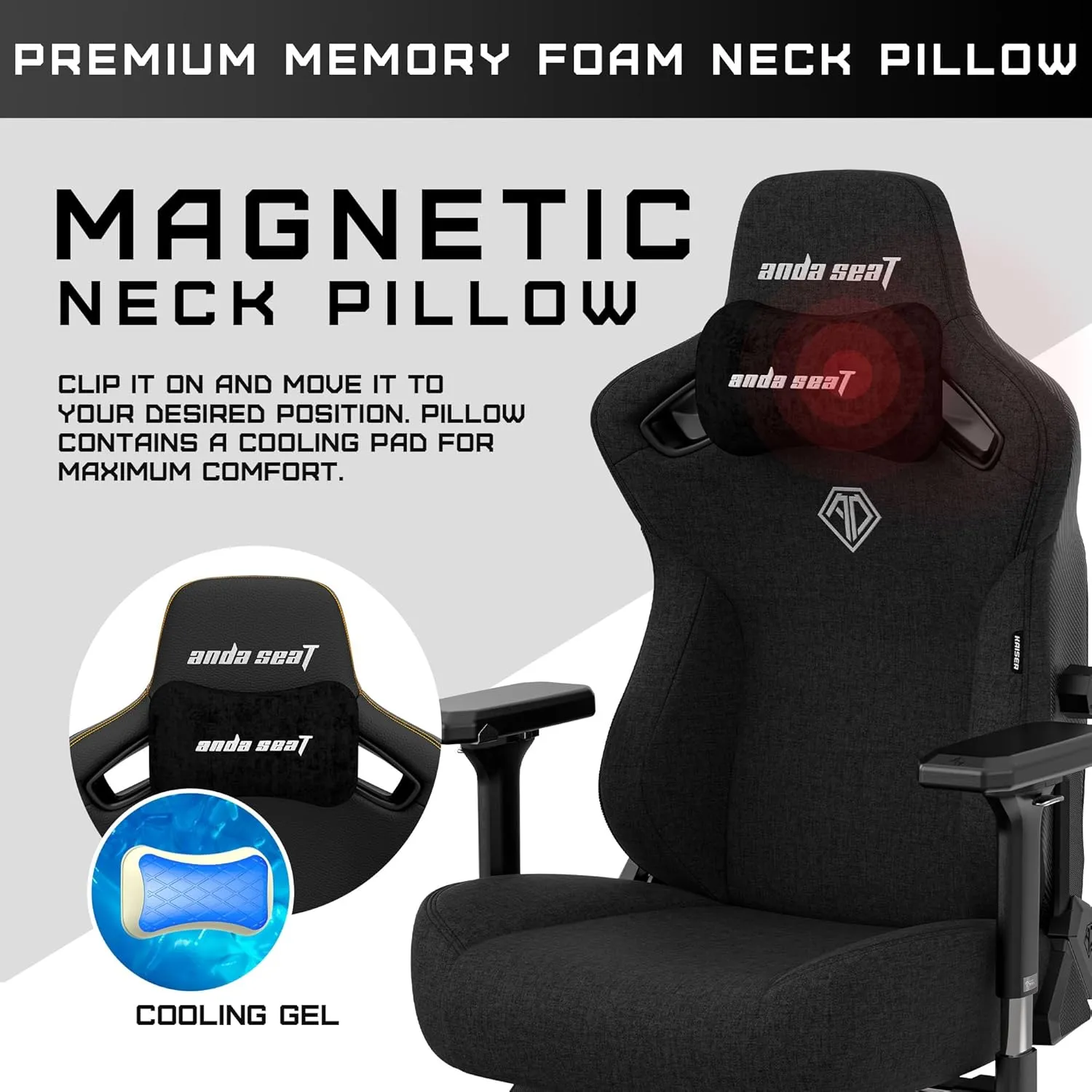 Anda Seat Kaiser 3 Pro Large Gaming Chair for Adults - Ergonomic Black Fabric Gaming Seat with 5D Armrest, Comfortable Office Chair with Lumbar Support - Heavy Duty Wide Computer Seat