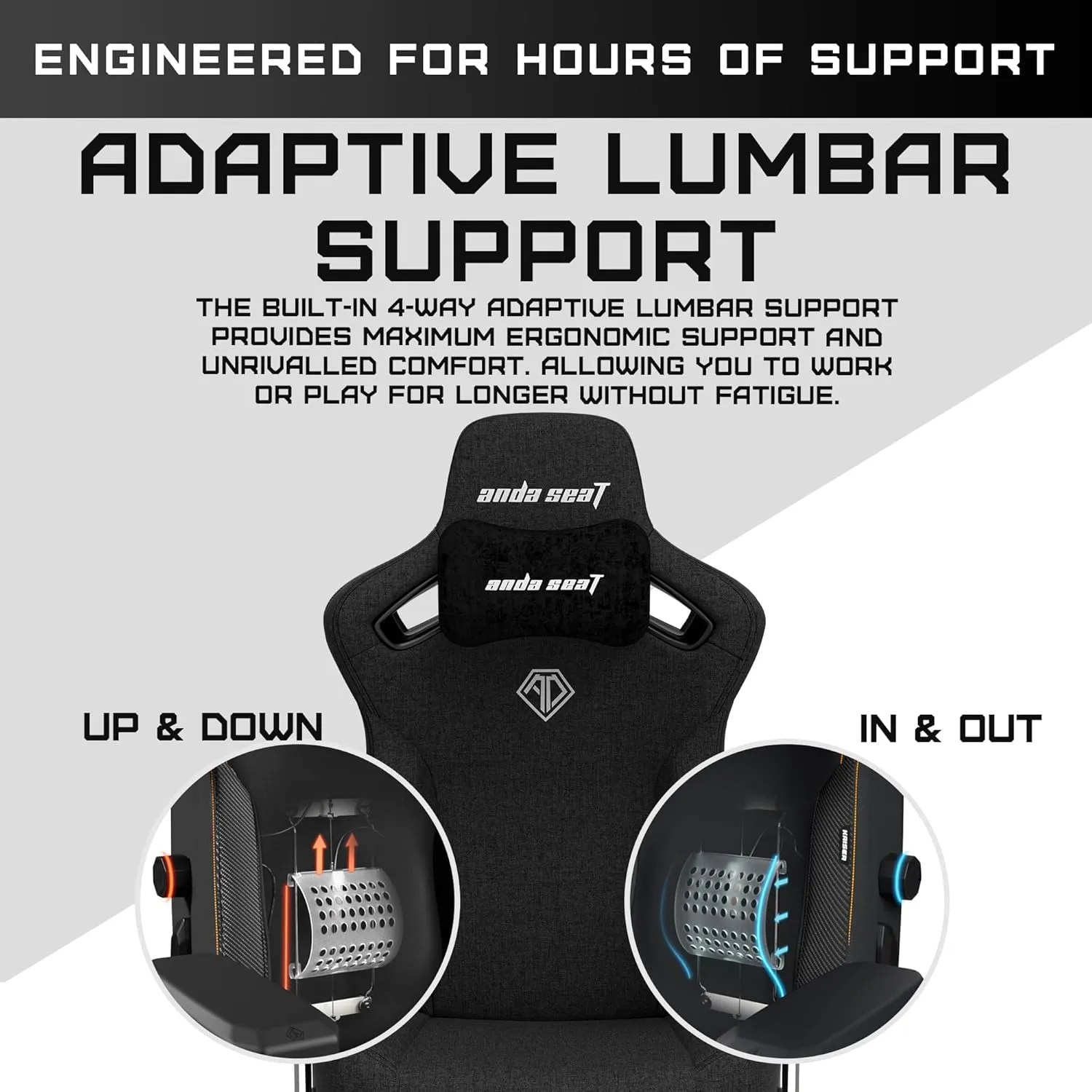 Anda Seat Kaiser 3 Pro Large Gaming Chair for Adults - Ergonomic Black Fabric Gaming Seat with 5D Armrest, Comfortable Office Chair with Lumbar Support - Heavy Duty Wide Computer Seat