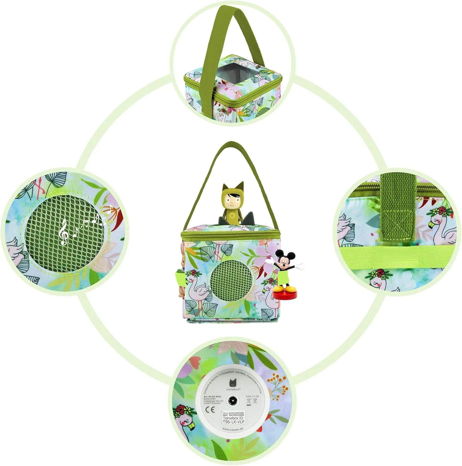 Annmore Carrying Case for Tonie Figures and Toniebox, Organizer for Toniebox Starter Set, Easy to Transport and Storage, Flamingo