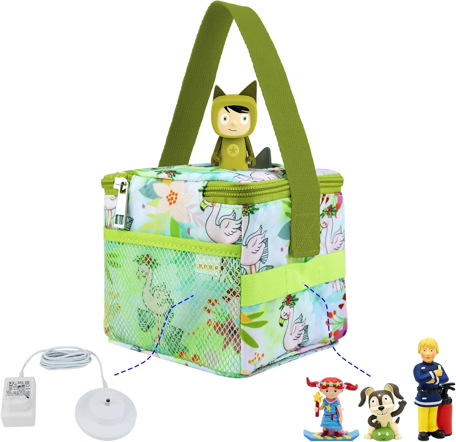 Annmore Carrying Case for Tonie Figures and Toniebox, Organizer for Toniebox Starter Set, Easy to Transport and Storage, Flamingo