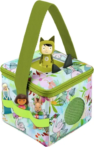 Annmore Carrying Case for Tonie Figures and Toniebox, Organizer for Toniebox Starter Set, Easy to Transport and Storage, Flamingo