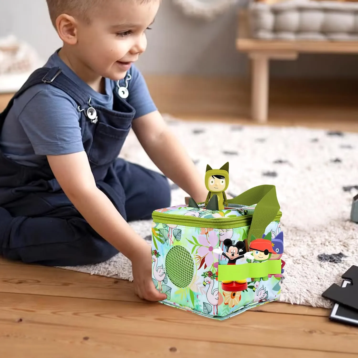 Annmore Carrying Case for Tonie Figures and Toniebox, Organizer for Toniebox Starter Set, Easy to Transport and Storage, Flamingo
