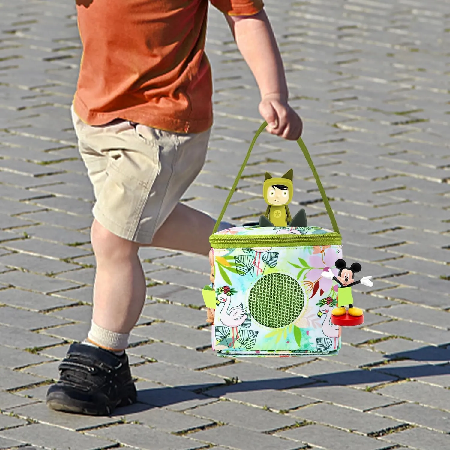 Annmore Carrying Case for Tonie Figures and Toniebox, Organizer for Toniebox Starter Set, Easy to Transport and Storage, Flamingo