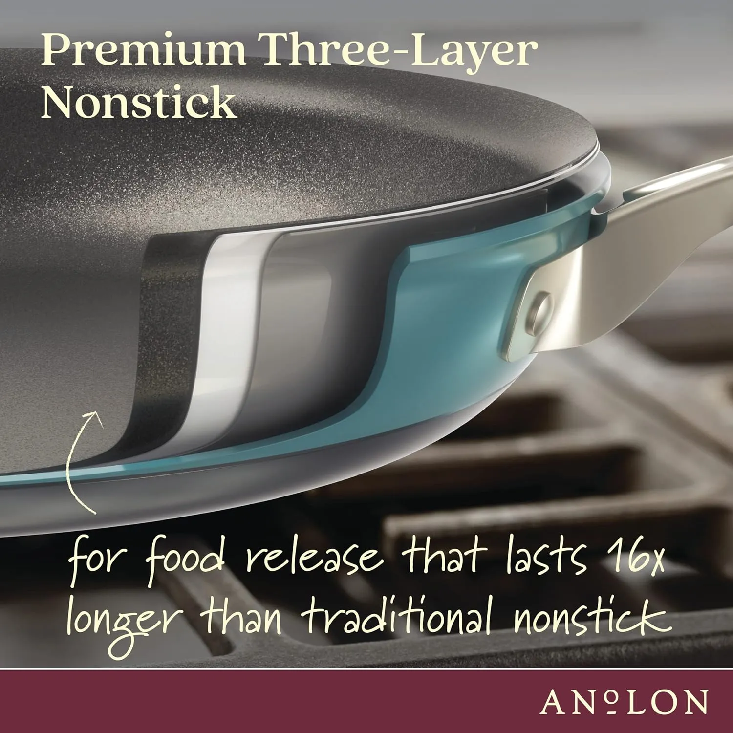 Anolon Achieve Hard Anodized Nonstick Saucepot with Lid, 4 Quart, Teal