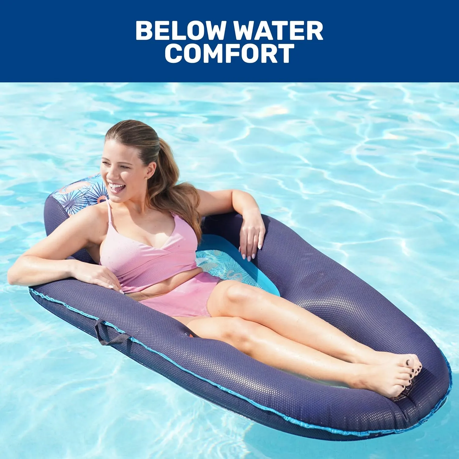 Aqua Luxury Water Pool Lounge – Extra Large – Inflatable Pool Floats for Adults with Headrest, Backrest, Footrest & Cupholder – Multiple Colors/Styles
