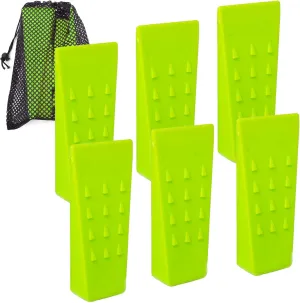 AR-PRO 6 Pack Tree Felling Wedges with Spikes for Safe Tree Cutting – 5.5” Wedges with Storage Bag; 6 Felling Dogs to Guide Trees Stabilize and Safely to Ground for Loggers and Fallers