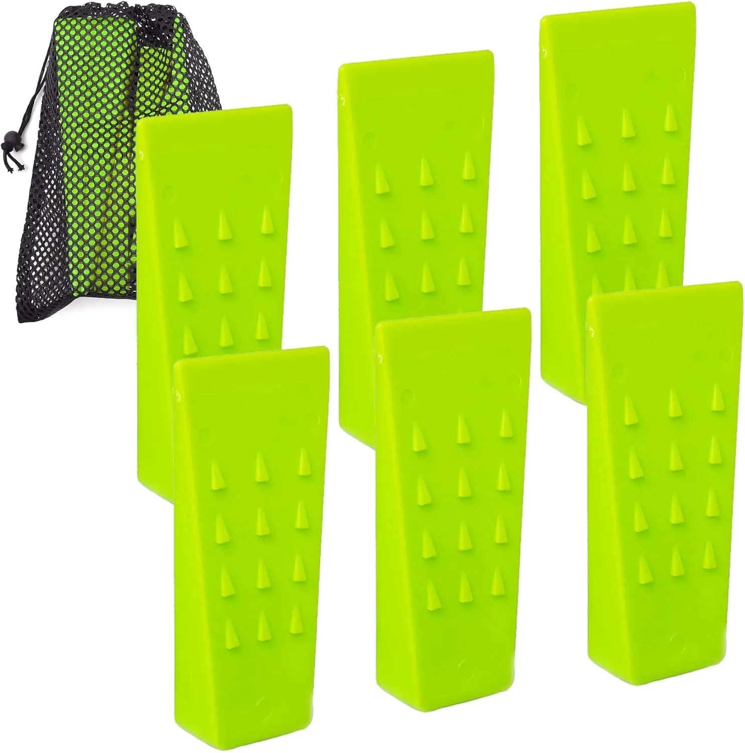 AR-PRO 6 Pack Tree Felling Wedges with Spikes for Safe Tree Cutting – 5.5” Wedges with Storage Bag; 6 Felling Dogs to Guide Trees Stabilize and Safely to Ground for Loggers and Fallers