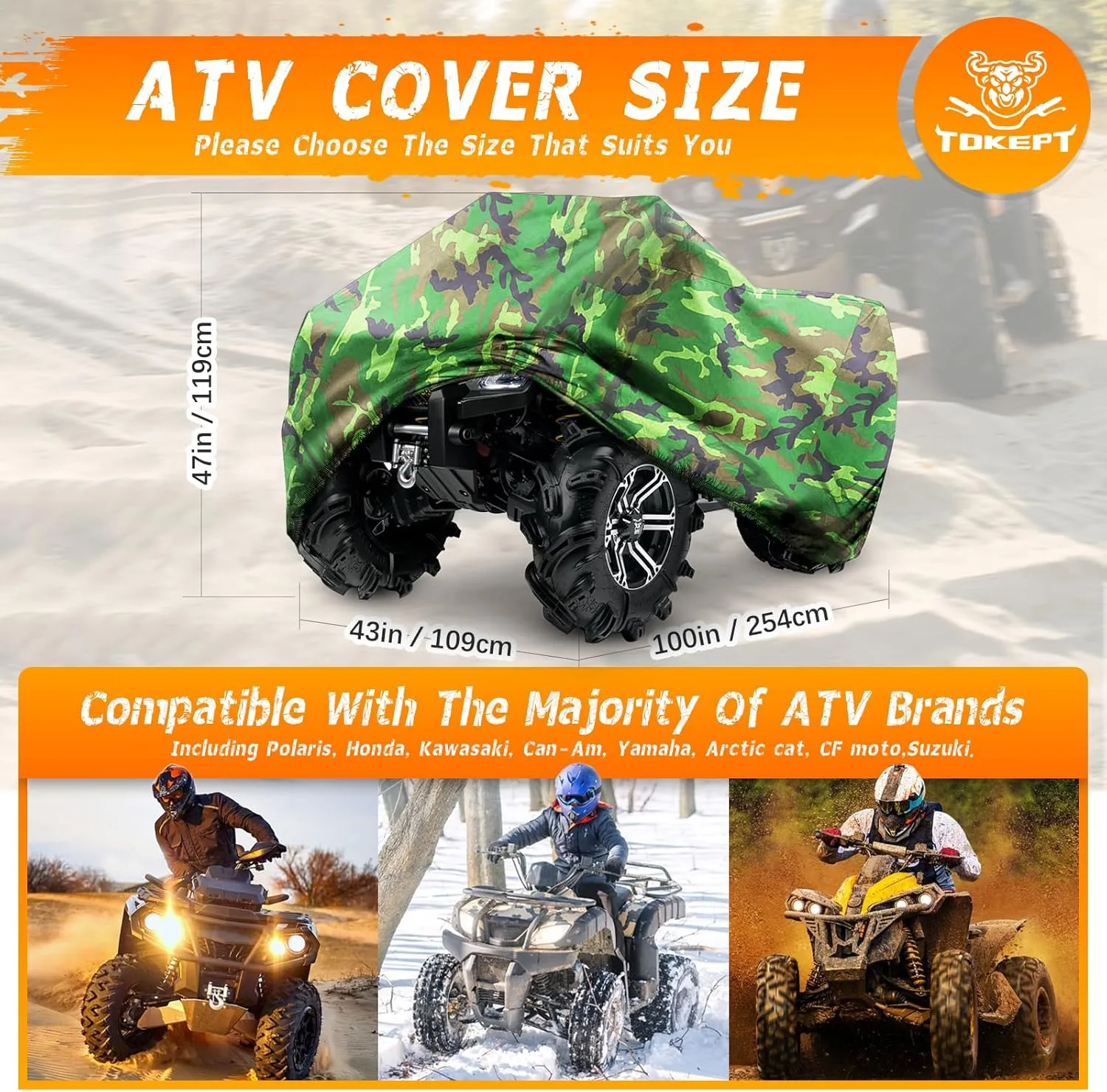 ATV Cover - Waterproof Heavy Duty 4 Wheeler Quad Cover - All Season Weather Proof Outdoor UV Protection for Polaris Yamaha Suzuki Honda (Camouflage XXXLarge)