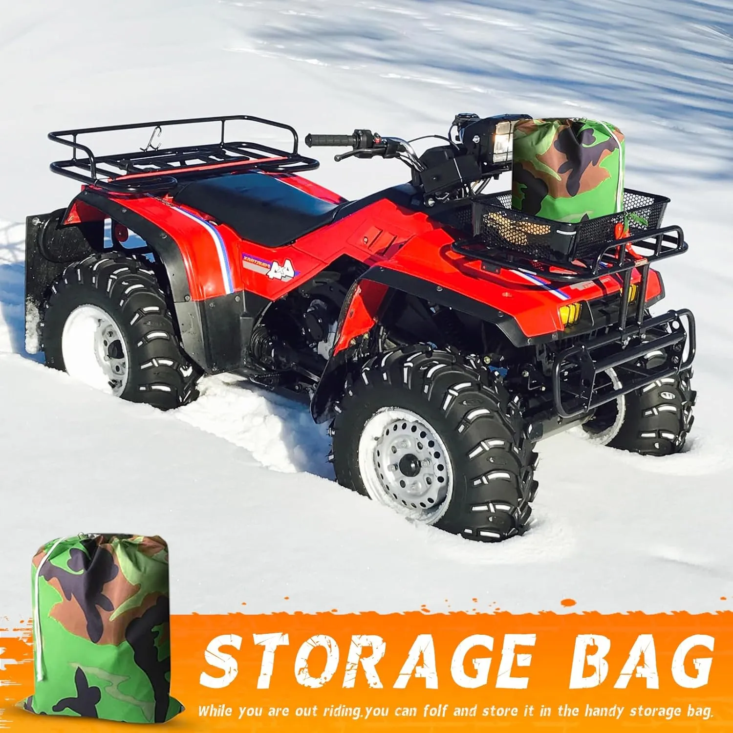 ATV Cover - Waterproof Heavy Duty 4 Wheeler Quad Cover - All Season Weather Proof Outdoor UV Protection for Polaris Yamaha Suzuki Honda (Camouflage XXXLarge)
