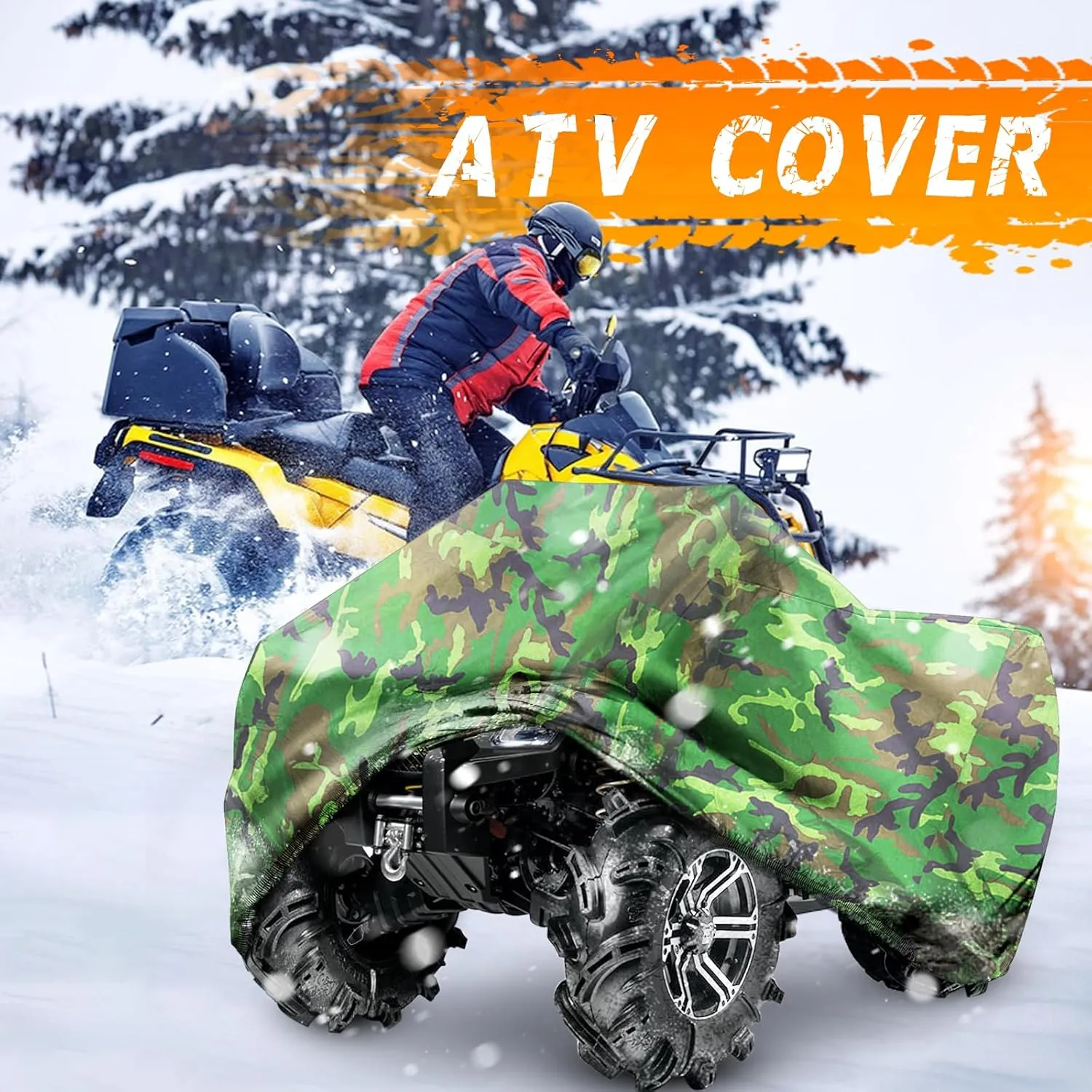 ATV Cover - Waterproof Heavy Duty 4 Wheeler Quad Cover - All Season Weather Proof Outdoor UV Protection for Polaris Yamaha Suzuki Honda (Camouflage XXXLarge)