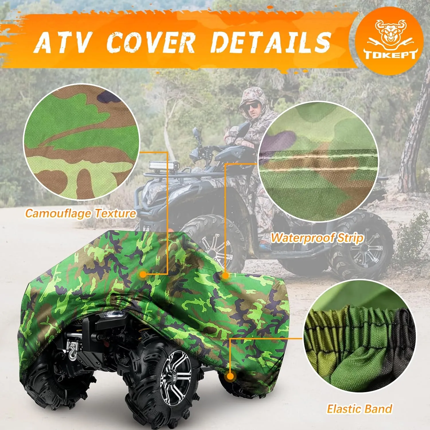 ATV Cover - Waterproof Heavy Duty 4 Wheeler Quad Cover - All Season Weather Proof Outdoor UV Protection for Polaris Yamaha Suzuki Honda (Camouflage XXXLarge)