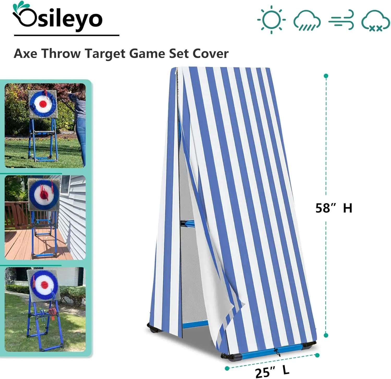 Axe Throw Target Game Set Cover with Split Zipper, Waterproof Steel Frame Throw Target Cover for Indoors and Outdoors Steel Frame（Cover Only）