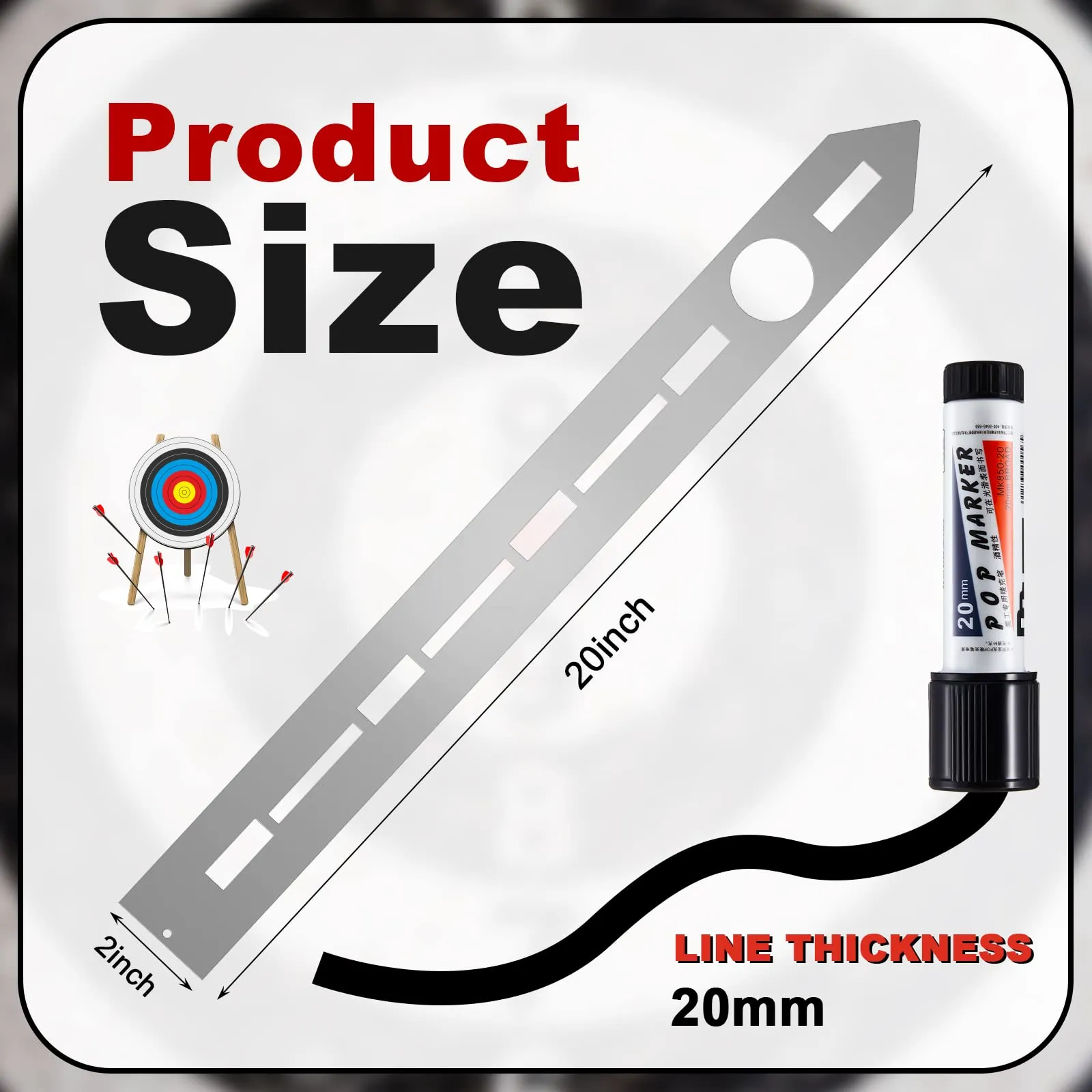 Axe Throwing Target Template Stainless Steel Target Template Stencil Comes with 3 Markers Axe Throwing Target Board Stencil Axe Throwing Set for Drawing Target Template, 20 x 2 Inches (Simple)