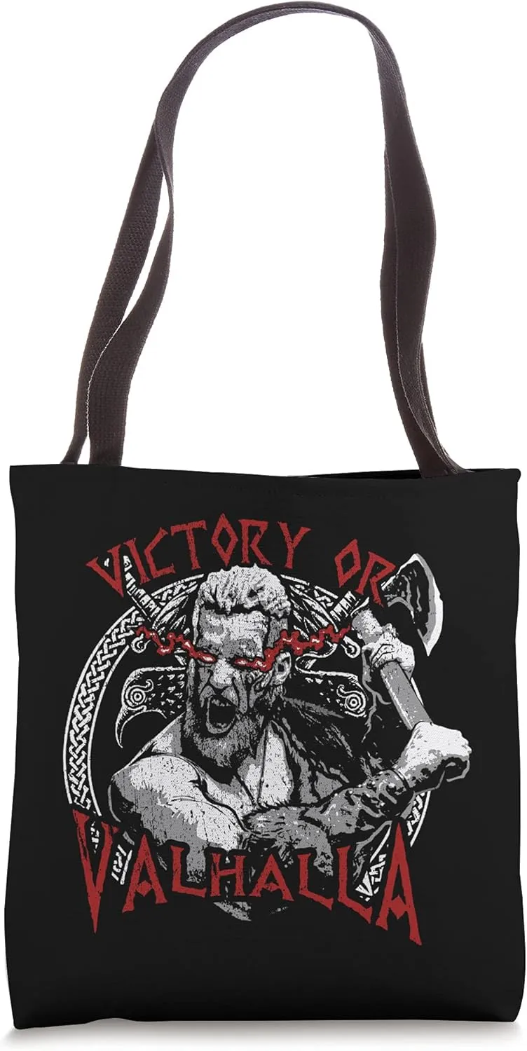 Axe Warrior Raven Odin Thor Victory Or Valhalla Tote Bag