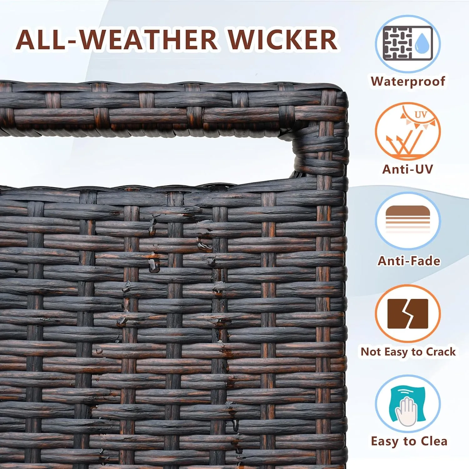 Babylon Dual-use Indoor/Outdoor Wicker Adjustable Recliner Chair, Patio Relaxing Lounge Rattan Armchair with Cushions (Brown Wicker Navy Blue Cushion)
