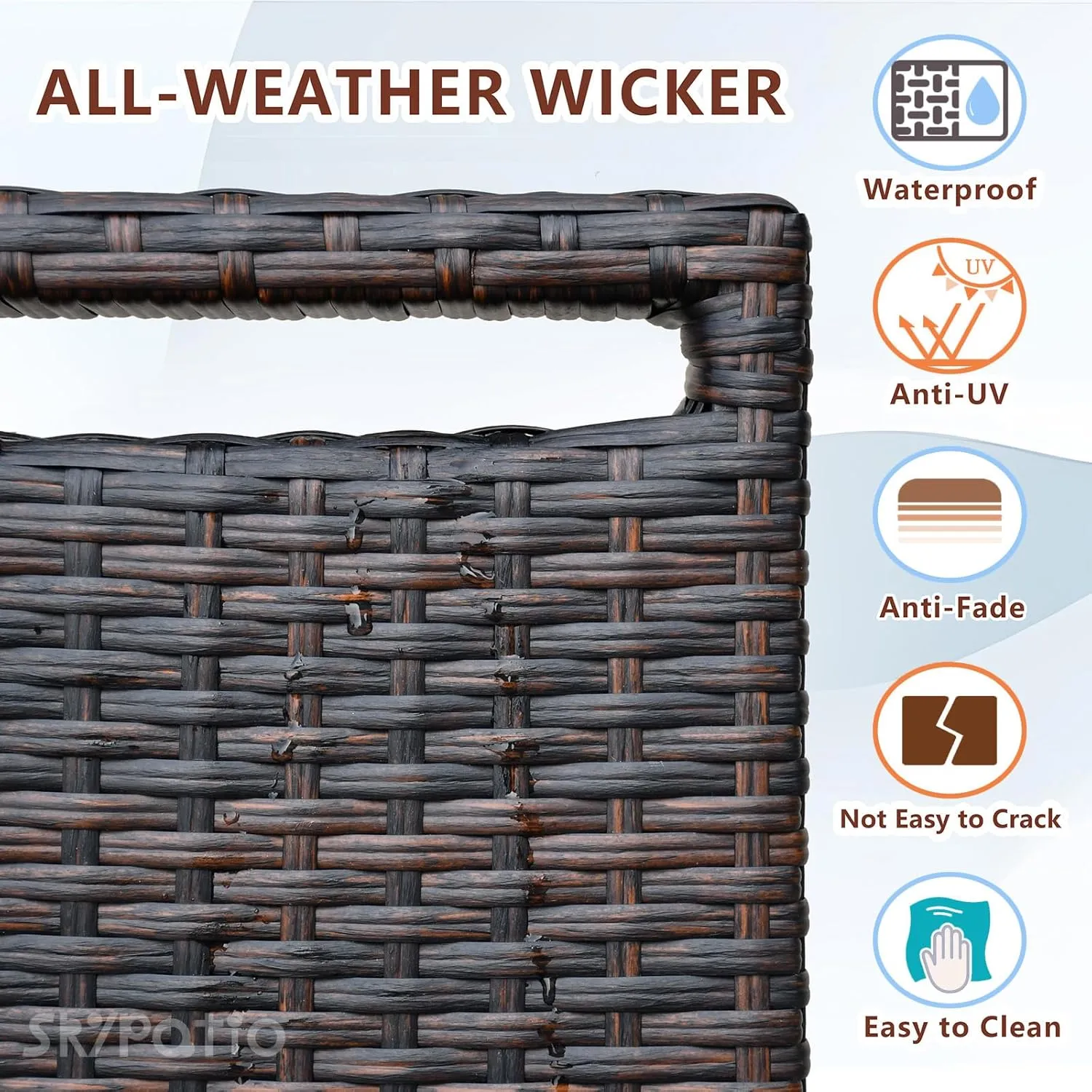 Babylon Outdoor Recliner Wicker Patio Adjustable Recliner Chair with Cushions, Rust-Resistant Aluminum Frame,All-Weather Resin Rattan, Brown& Khaki