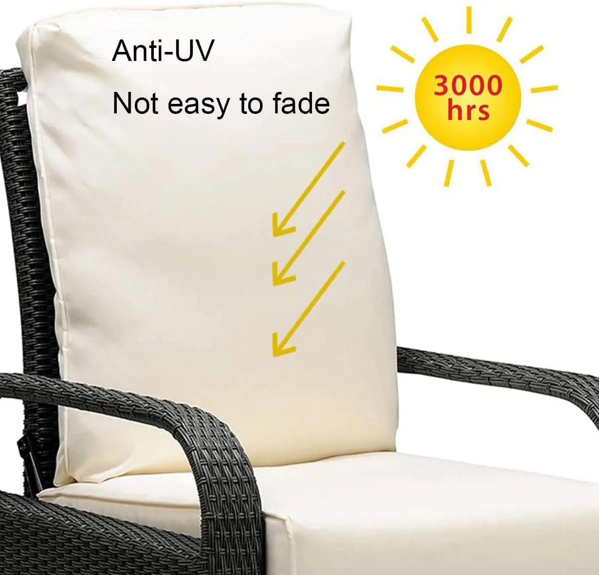 Babylon Outdoor Recliner Wicker Patio Adjustable Recliner Chair with Cushions, Rust-Resistant Aluminum Frame,All-Weather Resin Rattan, Grey&White