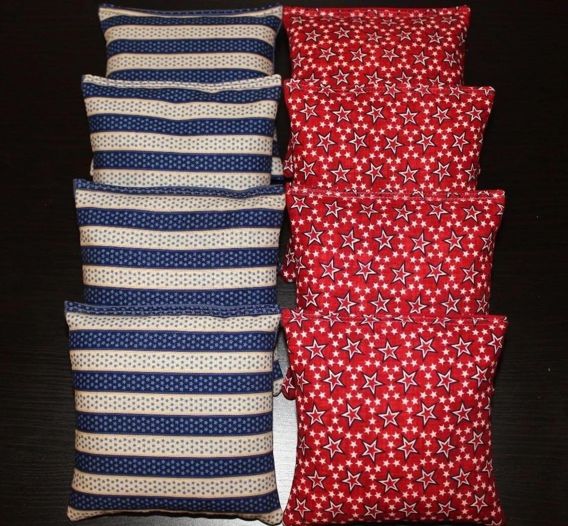 BackYardGamesUSA All Weather Patriotic American Stars Blue Red Cornhole Bean Bags ACA Regulation
