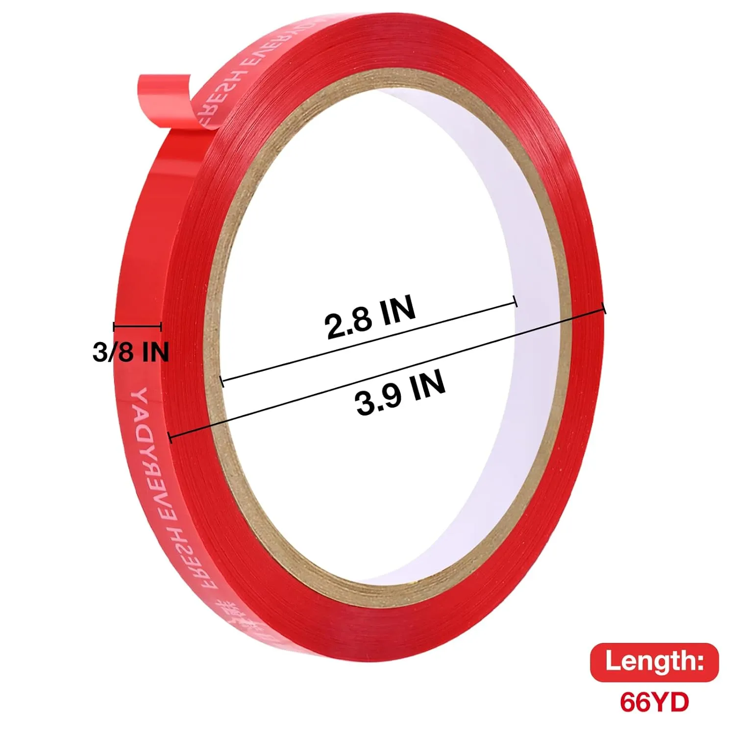 Bag Sealing Tape, 3/8 inch x 66 yd Red Poly Tapes, Plastic Produce Bags Tape for Meat Cake Bread Icing (3Pack)