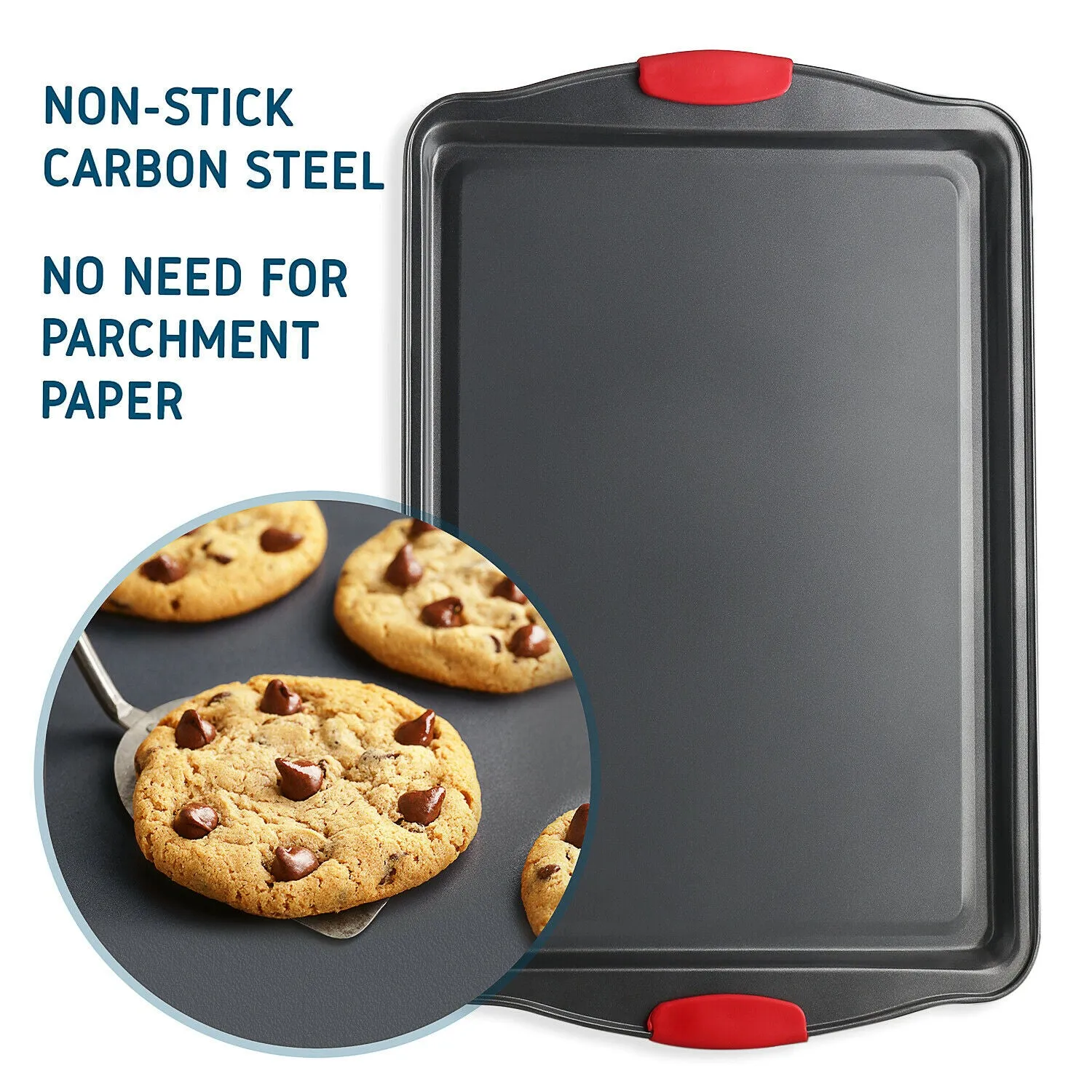 Baking Pan Set - 15pc Carbon Steel Nonstick Oven Safe Silicone Handles