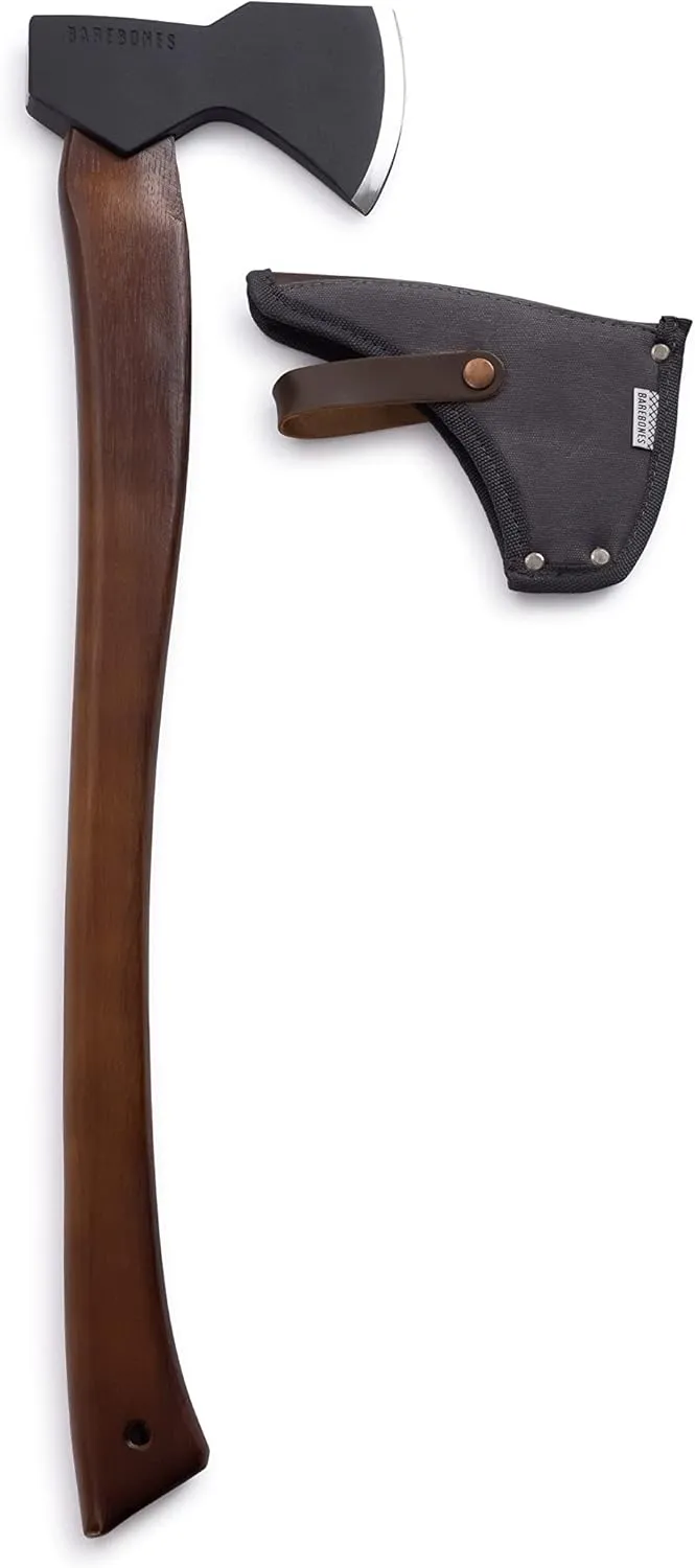 Barebones Felling Axe - Carbon Steel Blade - All-Purpose Axe - Leather Accents - Polyester Sheath