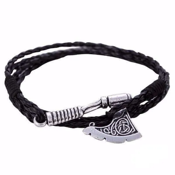 Battle Axe Wraparound Leather Bracelets
