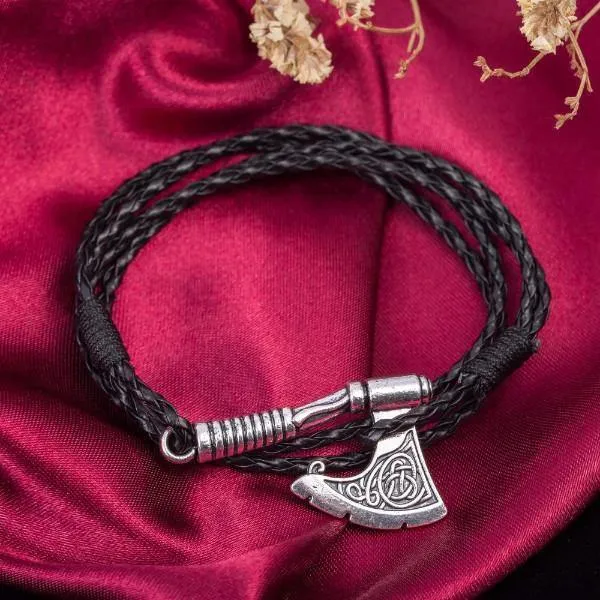 Battle Axe Wraparound Leather Bracelets
