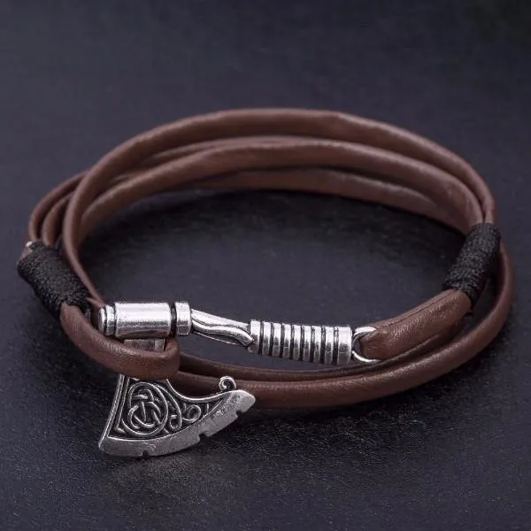 Battle Axe Wraparound Leather Bracelets