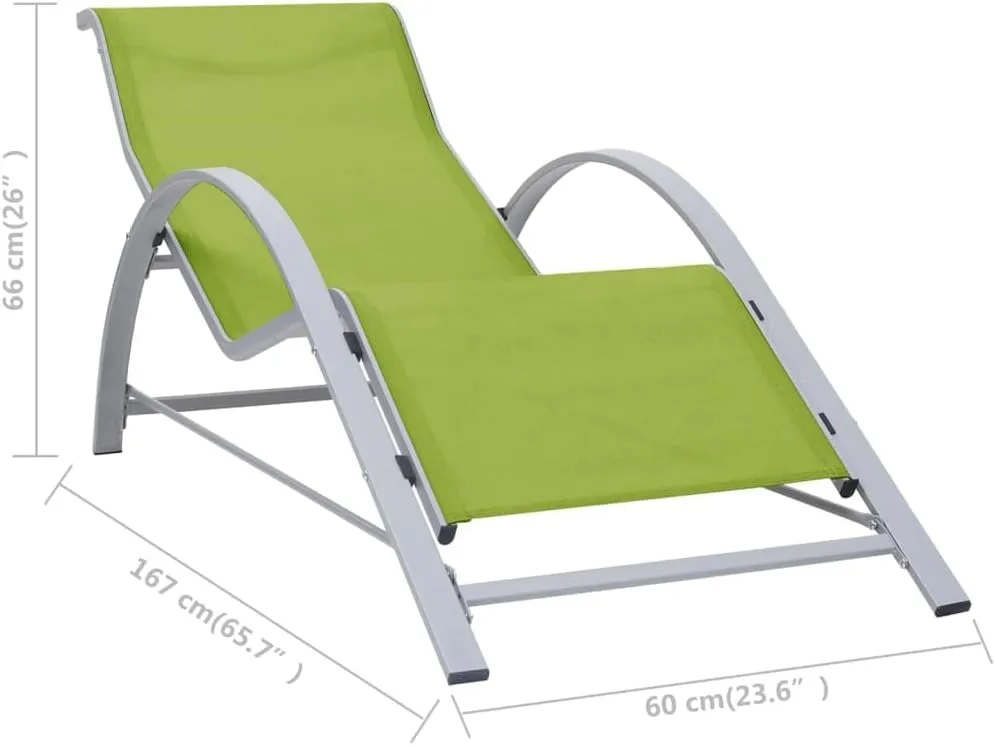 Beach Chair,Tanning Chair,Lounge Chair,Sunlounger Textilene and Aluminum GreenIdeal for Garden, Patio, Camping