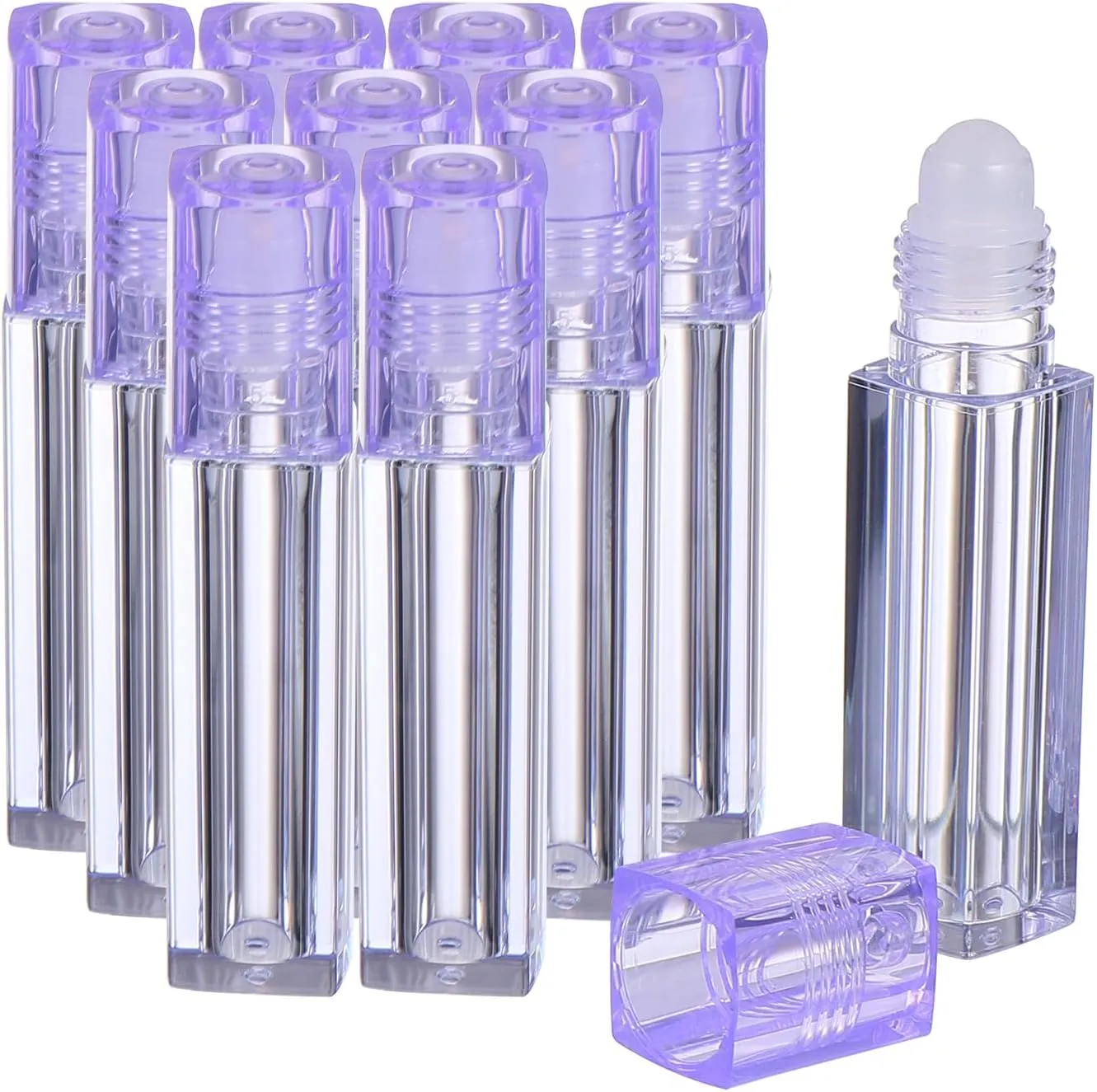 Beaupretty 10pcs Lip Gloss Tubes Empty Lip Gloss Containers Plastic Clear Mini Refillable Lip Balm Eyeliner Mascara Bottles Reusable Lipstick Wand Purple
