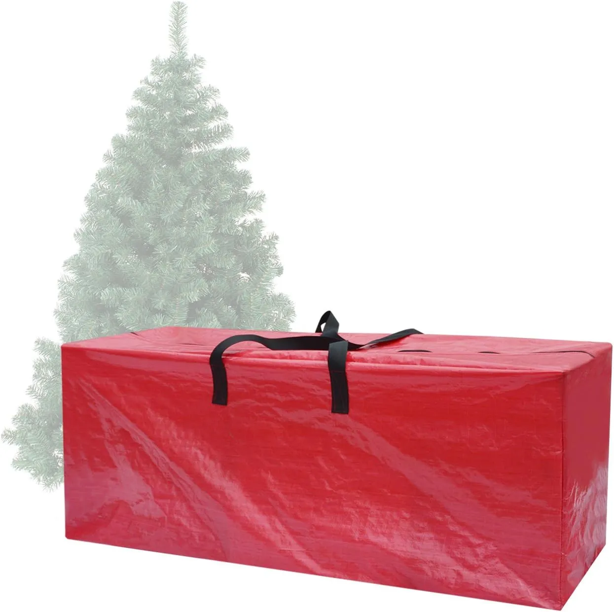 BenefitUSA Artificial Xmas Tree Carry Storage Bag with Handles Holiday Storage Container (Red, 64''x 15''x 30'' (LxWxH) for up to 9')