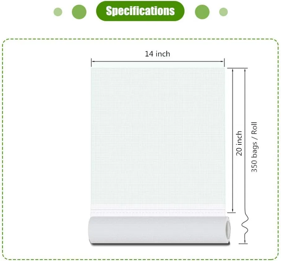 BESTEASY Plastic Produce Bag, 14" X 20" Clear Food Storage Bags on a Roll, Durable Plastic Bags for Bread Fruits Vegetable 350 Bags/Roll (1 Roll)