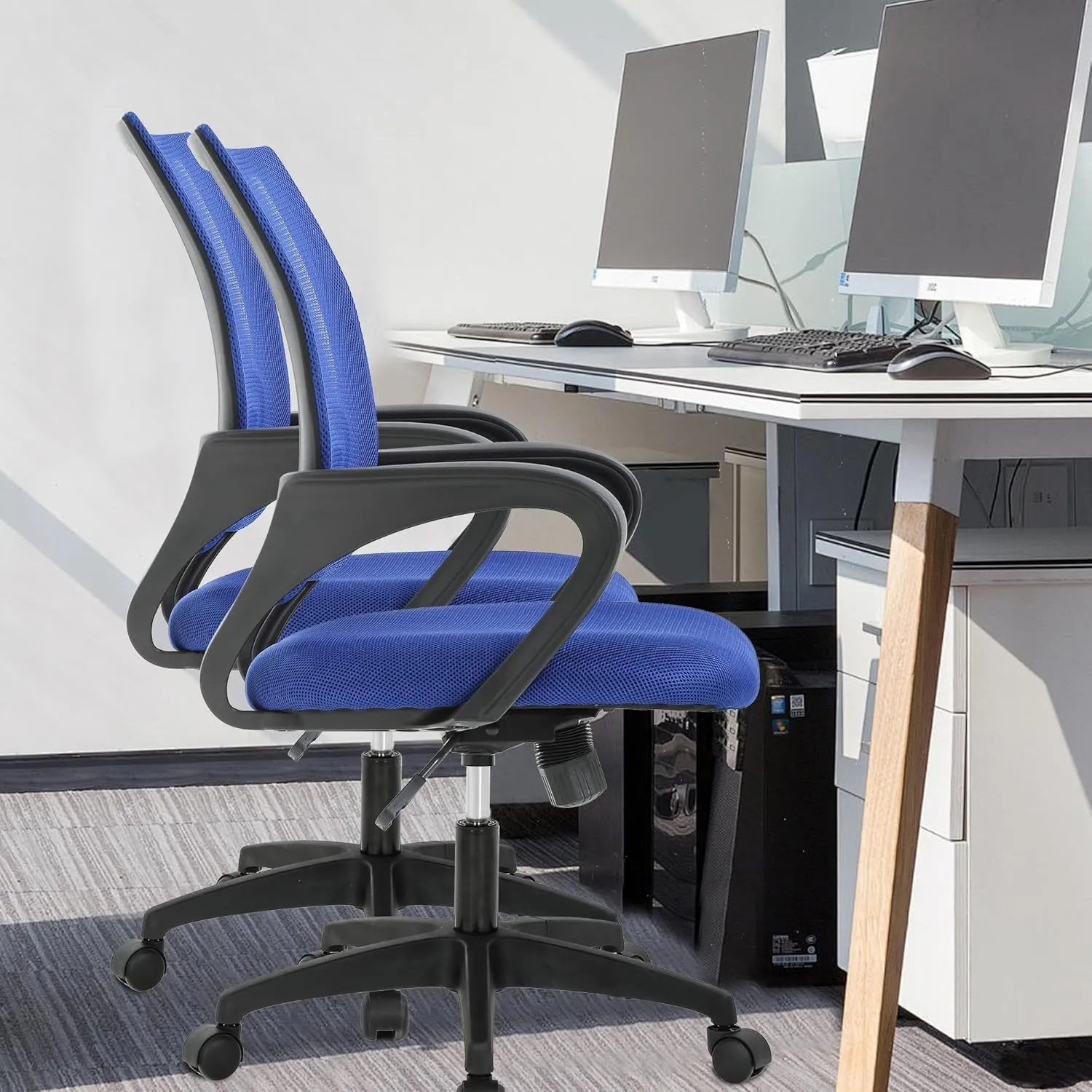 BestOffice Home Office Chair Ergonomic Desk Chair Mesh Computer Chair with Lumbar Support Armrest Executive Rolling Swivel Adjustable Mid Back Task Chair, Dark Blue