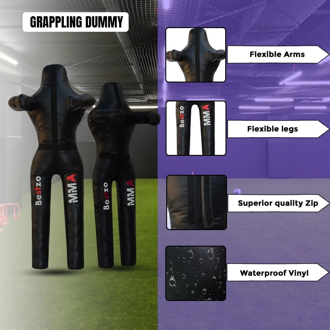 Bestzo MMA Grappling Dummy for Adult,Wrestling Dummy Jiu Jitsu, Judo Punching Bag Sparring Self Defense Training Dummy Black - Unfilled