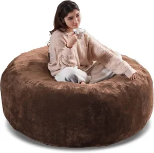 Big Bean Bag Chairs for Adults，beanbag with Filler，5FT，Super Soft and Comfortable Flannel Cover，Memory Foam Chair，Suitable for Reading Chairs in bedrooms and Dormitories (Coffee Color)