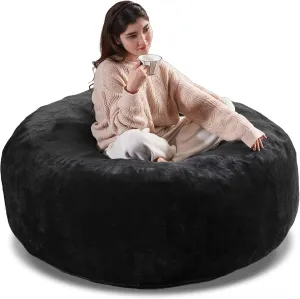 Big Bean Bag，Bean Bag Chair with Filler Included，5FT，Soft Memory Foam Chair，Removable and Washable Flannel Cover, Suitable for Living Room, Bedroom and Dormitory. (Black)