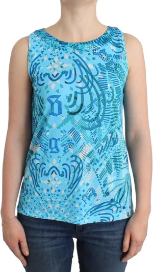 Blue printed tank top XS